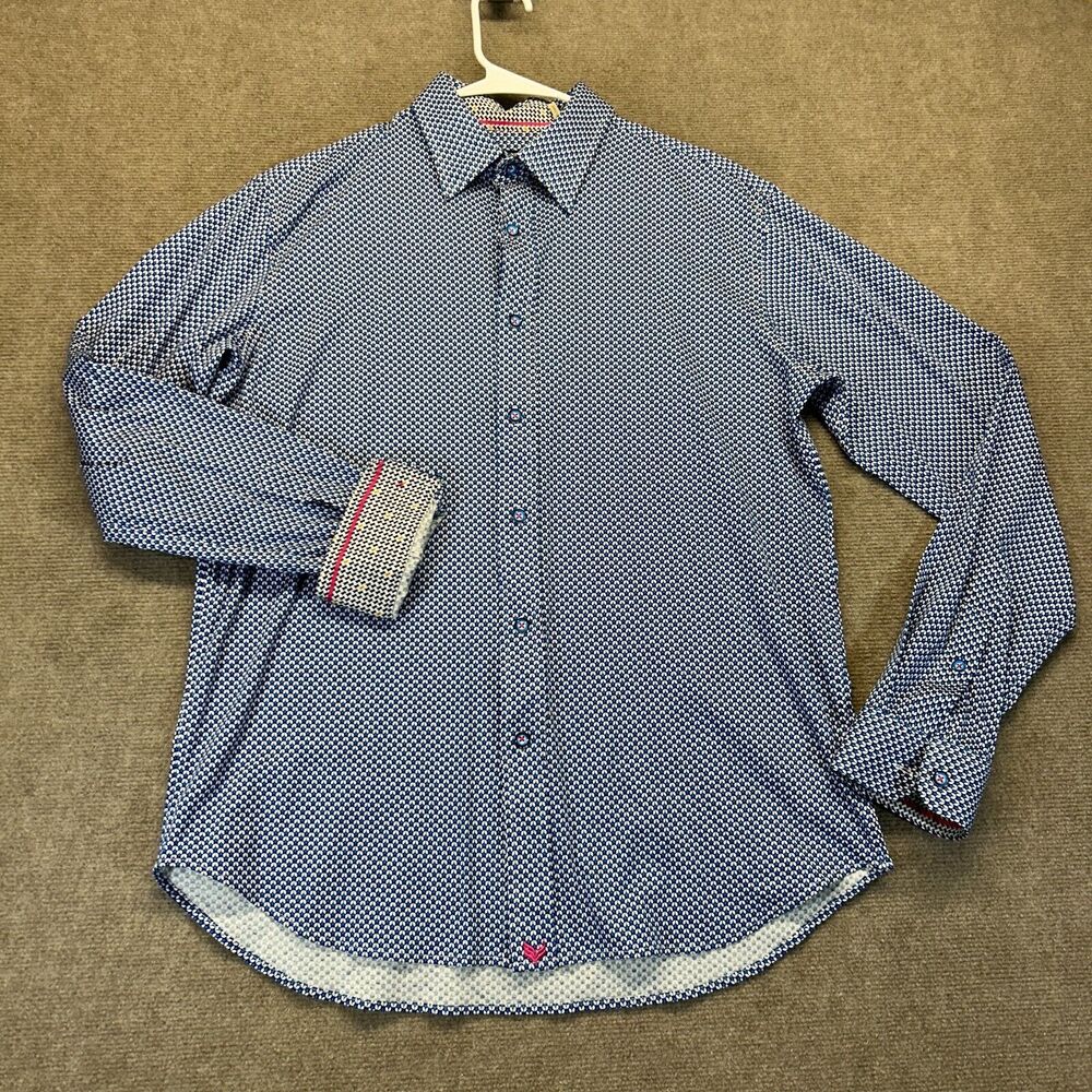 Butter Cloth Shirt Men's Medium Long Sleeve Button Up Flip Cuff 100% Cotton Blue